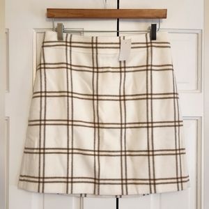 J. CREW • White & Tan Plaid Skirt, Size 8